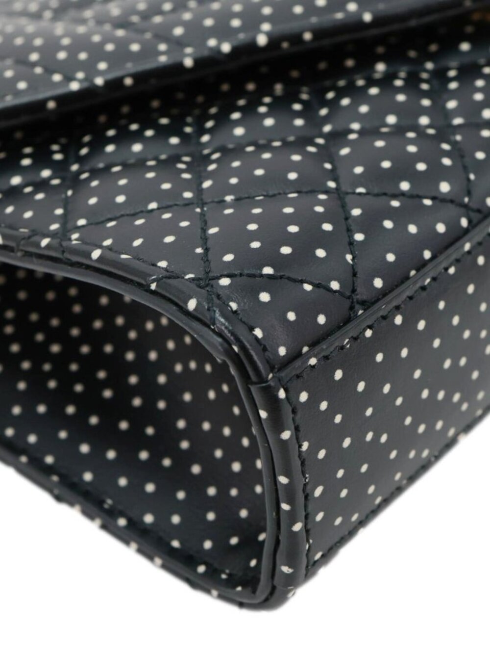 Yves Saint Laurent  Envelope Polka Dot Chevron Leather Crossbody Bag Black - Picture 4 of 11